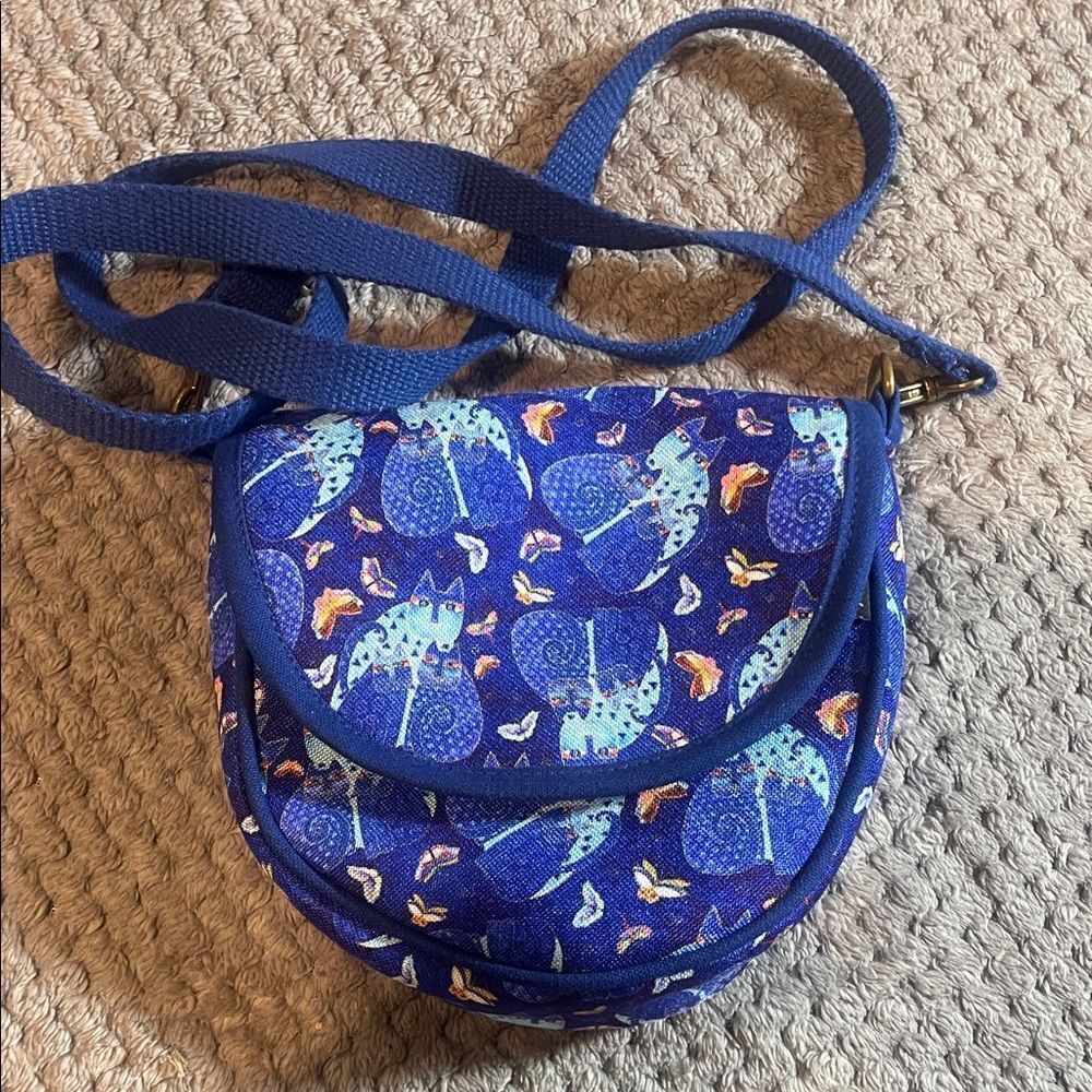 Vintage laurel Burch indigo cat Crossbody purse